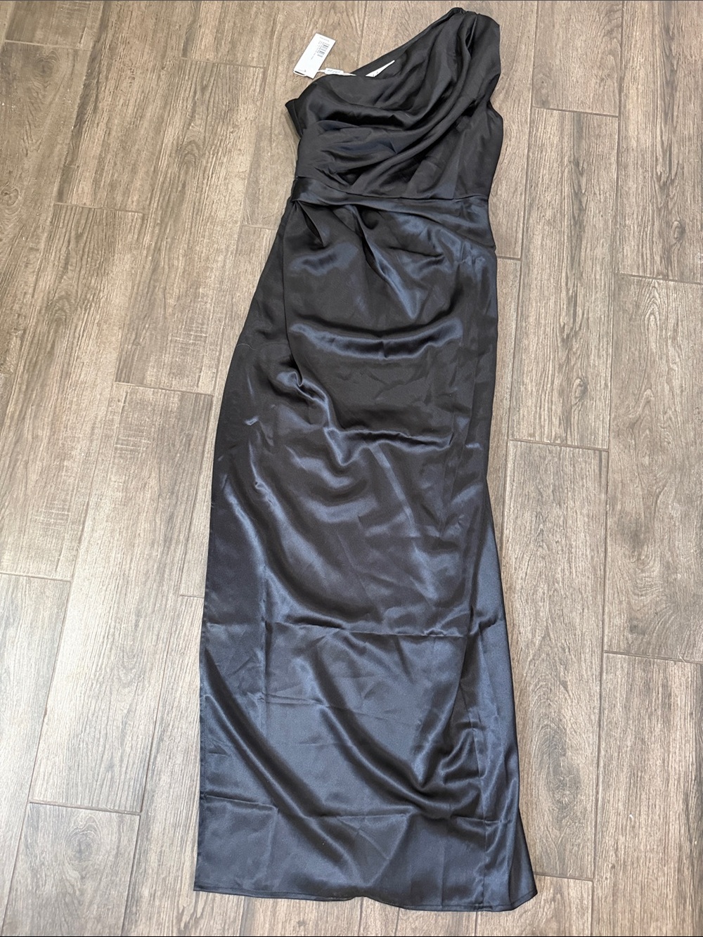 NWT Petal & Pup Black Nadia One-Shoulder Evening Gown with High Slit - Picture 4 of 7